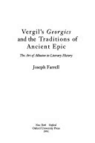 Cover of Virgil's "Georgics" and the Traditions of Ancient Epic