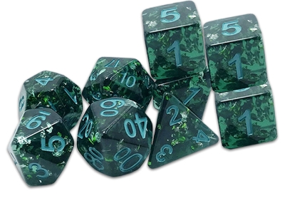 Book cover for Verdigris Grecian Vase Dice - Traditional 9-set