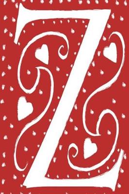 Cover of Monogram Journal Letter Z Hearts Love Red White