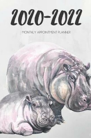 Cover of 2020-2022 Three 3 Year Planner Watercolor Hippo Calf Monthly Calendar Gratitude Agenda Schedule Organizer