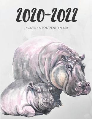 Book cover for 2020-2022 Three 3 Year Planner Watercolor Hippo Calf Monthly Calendar Gratitude Agenda Schedule Organizer