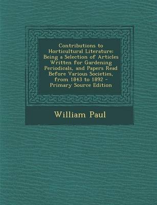 Book cover for Contributions to Horticultural Literature