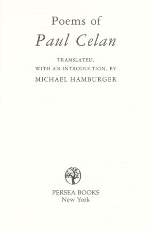 Cover of The Poems of Paul Celan