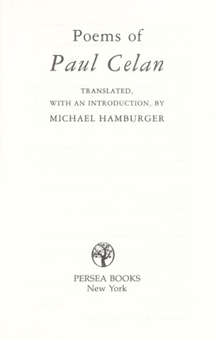 Book cover for The Poems of Paul Celan