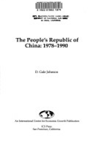 Cover of The People's Republic of China, 1978-1990