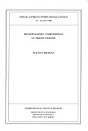 Book cover for Monopolistic Competition in Trade Theory