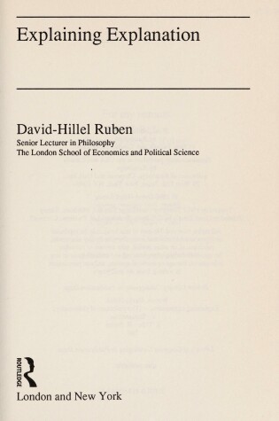 Cover of Explaining Explanation