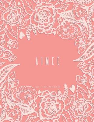 Book cover for Aimee - Peach Floral Dot Grid Journal
