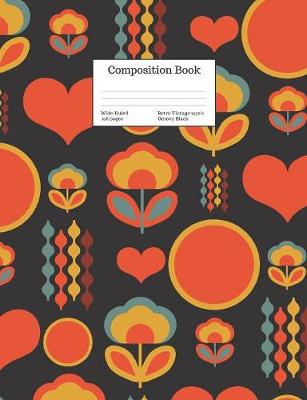 Cover of Composition Book Wide-Ruled Retro Vintage 1970's Groovy Black