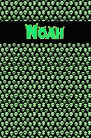 Cover of 120 Page Handwriting Practice Book with Green Alien Cover Noah