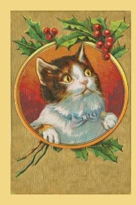 Book cover for Vintage Christmas Cat Holiday Kitten Holly Berries Journal