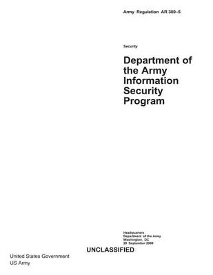 Book cover for Army Regulation AR 380-5 Department of the Army Information Security Program