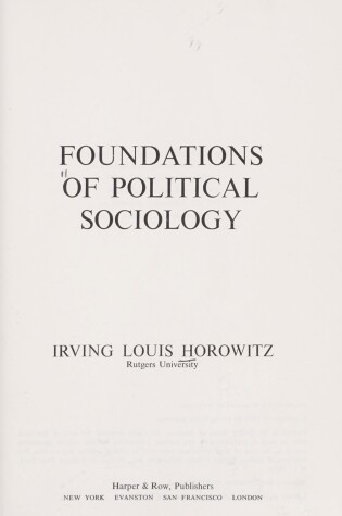 Cover of Foundations of Political Sociology