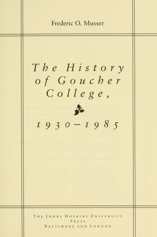 Cover of History Goucher 1903-1985 CB