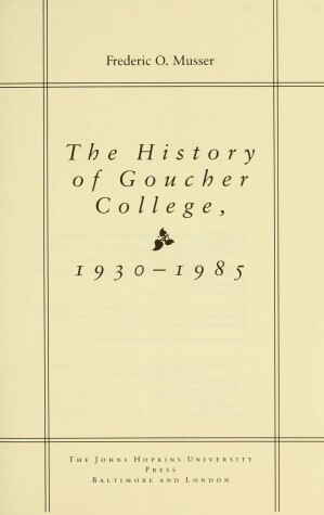 Book cover for History Goucher 1903-1985 CB