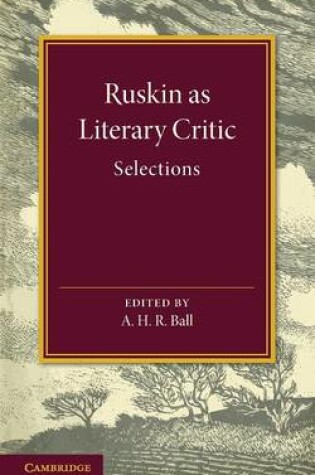 Cover of Ruskin as Literary Critic