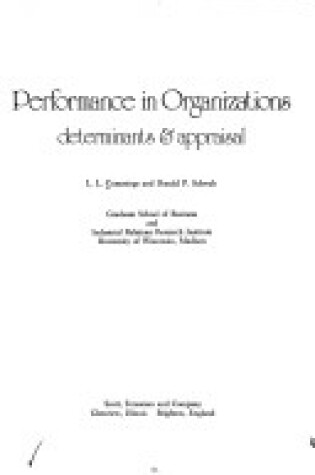 Cover of Performance in Organizations