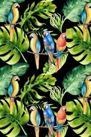 Cover of My Big Fat Journal Notebook For Bird Lovers Tropical Parrots Pattern 1