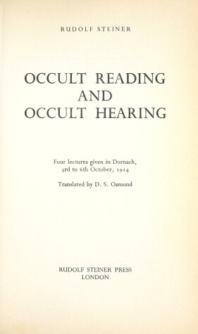 Book cover for Occult Reading and Occult Hearing