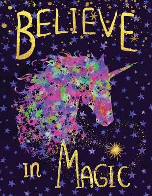 Book cover for Big Fat Bullet Journal Notebook Colorful Unicorn in Stars Believe in Magic 2