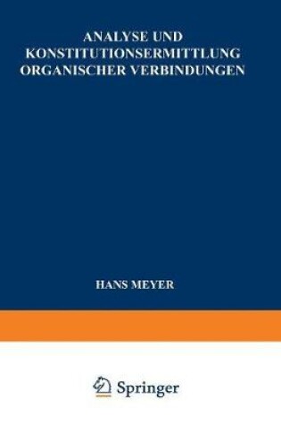 Cover of Analyse und Konstitutionsermittlung Organischer Verbindungen