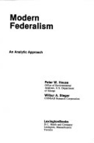 Cover of Modern Federalism