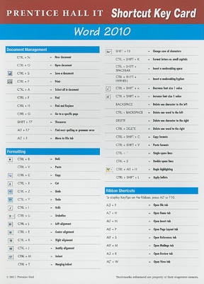 Book cover for Prentice Hall Word 2010 Shortcut Card