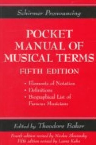 Cover of Schirmer Pronouncing Pocket Manual of Musical Terms