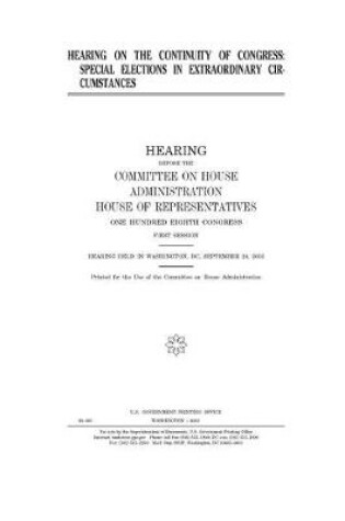 Cover of Hearing on the continuity of Congress