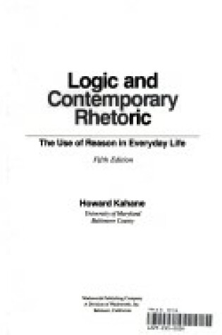 Cover of Logic and Contemporary Rhetoric