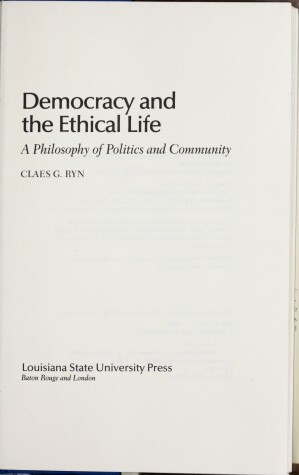 Book cover for Democracy and the Ethical Life