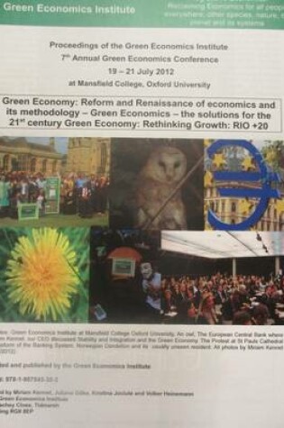 Cover of Proceedings of The Green Economics Institute 7th Annual Green Economics Conference 17th -21st July