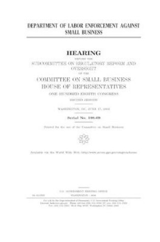 Cover of Department of Labor enforcement against small business