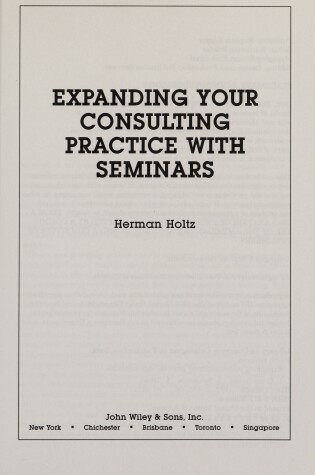 Cover of Expanding Your Consulting Practice with Seminars