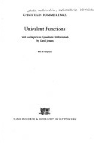 Cover of Univalent Functions