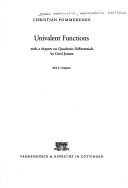 Book cover for Univalent Functions