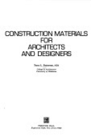 Cover of Construction Materials for Architects and Designers