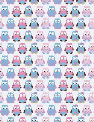 Book cover for Owls Cute Pink Blue Notebook - Wide Ruled