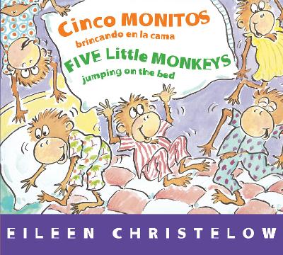 Book cover for Five Little Monkeys Jumping on the Bed (Spanish/English)