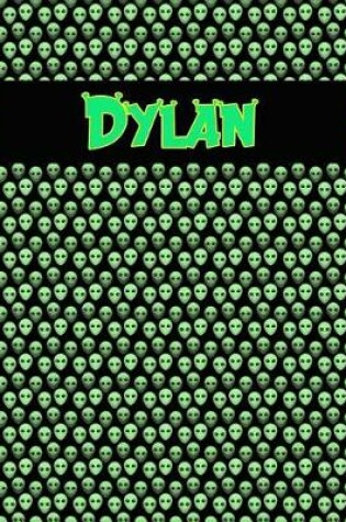 Cover of 120 Page Handwriting Practice Book with Green Alien Cover Dylan