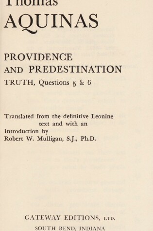 Cover of Providence and Predestination
