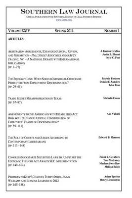 Cover of Southern Law Journal, Vol. XXIV, Spring 2014
