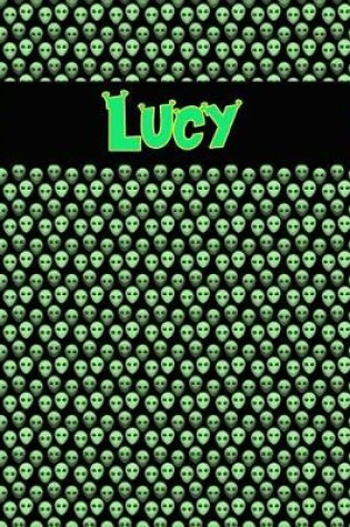 Cover of 120 Page Handwriting Practice Book with Green Alien Cover Lucy