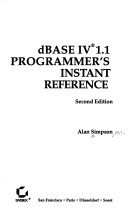 Book cover for dBase IV 1.1 Programmer's Instant Reference