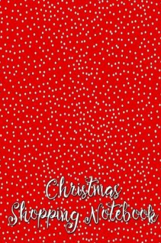 Cover of Christmas Shopping Notebook Modern Snow on Red Background