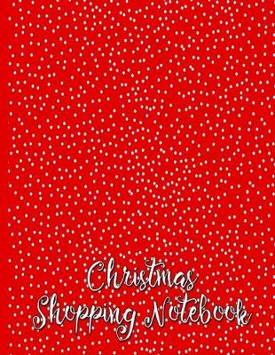 Book cover for Christmas Shopping Notebook Modern Snow on Red Background