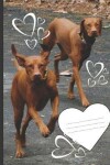 Book cover for Cute Hearts & Funny Floppy Eared Hound Dogs Blank Wide-ruled Lined School Composition Notebook