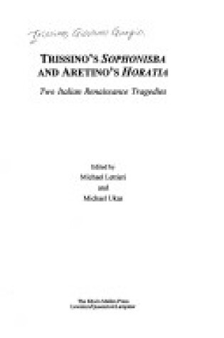 Cover of Trissino's "Sophonisba" and Aretino's "Horatia"