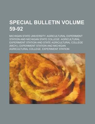 Book cover for Special Bulletin Volume 59-92