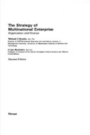 Cover of Strategy of Multinational Enterprise